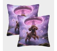 EMYXPAQM Poodle Cushion Covers Set of 2, Premium Polyester Throw Pillow Covers with Hidden Zipper, Premium Square Pillow Cases, for Garden Livingroom Couch Patio Furniture 40x40cm