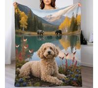 EMYXPAQM Poodle Fleece Throw Blanket for Couch Sofa Bed All Season Dog Brown Bear Lake Pattern Blanket Comfort Warmth Flannel Gifts for Women Girls Birthday 80x90inch(200x230cm)