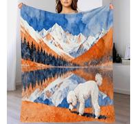 EMYXPAQM Poodle Fleece Throw Blanket for Couch Sofa Bed All Season Snow Mountain Lake Pattern Blanket Fluffy Soft Cozy Flannel Gifts for Girls Kids Adults 50x60inch(127x152cm)
