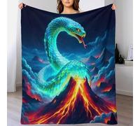 EMYXPAQM Python Fleece Throw Blanket for Couch Sofa Bed All Season Volcano Pattern Blanket Fluffy Soft Cozy Flannel Presents for Wedding Anniversary 70x80inch(180x200cm)
