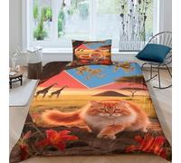 EMYXPAQM Ragdoll Duvet Cover Set 3D Ragdoll Savannah Giraffe Print Bedding Set Soft Microfiber Duvet Cover with Zipper & Pillowcase For Boys/Girls Kids Single(135x200cm)