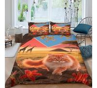 EMYXPAQM Ragdoll Duvet Cover Set 3D Ragdoll Savannah Giraffe Print Bedding Set Soft Microfiber Duvet Cover with Zipper & Pillowcase for Kids Girls Adults Double(200x200cm)