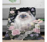 EMYXPAQM Ragdoll Fleece Throw Blanket for Couch Sofa Bed All Season Ragdoll Lush Flowers Pattern Blanket Soft Warm Cozy Flannel Gifts for Her Or Him 40x50inch(100x130cm)