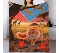 EMYXPAQM Ragdoll Fleece Throw Blanket for Couch Sofa Bed All Season Ragdoll Savannah Giraffe Pattern Blanket Comfort Warmth Flannel Creative Gift for Wedding Anniversary 40x50inch(100x130cm)
