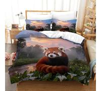 EMYXPAQM Red Panda Bedding Set River Plants Print Duvet Cover Set Soft Microfiber Comforter Cover with Zipper & Pillowcases For Bedroom & Guest Room Double（200x200cm）