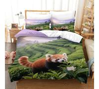 EMYXPAQM Red Panda Duvet Cover Set 3D Tea Plantation Terraces Design Bedding Sets Ultra Soft Microfiber Quilt Cover with Hidden Zipper & Pillowcase for Kids Adults Super King（260x220cm）