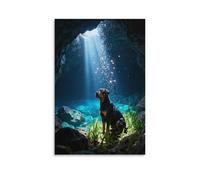 EMYXPAQM Rottweiler Canvas Wall Art Cave Canvas Picture Modern Artwork for Home Office Bedroom Decorations Gift 12x18inch(30x45cm)
