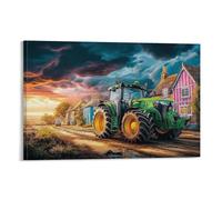 EMYXPAQM Rural Tractor Scene Canvas Wall Art Fantasy Countryside Illustration Giclee Canvas Prints Modern Artwork Decoration for Living Room And Bedroom 08x12inch(20x30cm)