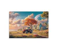 EMYXPAQM Rural Tractor Scene Canvas Wall Art Fantasy Landscape Art Giclee Canvas Prints Modern Artwork Home Decor for Living Room Office 12x18inch(30x45cm)