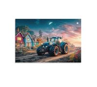 EMYXPAQM Rural Tractor Scene Canvas Wall Art Fantasy Rural Landscape Style Giclee Canvas Prints Modern Artwork Decor for Living Room Office 16x24inch(40x60cm)
