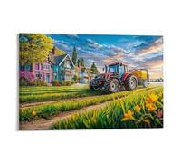 EMYXPAQM Rural Tractor Scene Canvas Wall Art Farm Landscape Art Style Giclee Canvas Prints Modern Artwork Wall Decor for Bedroom, Living Room, Or Kitchen 20x30inch(50x75cm)