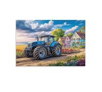 EMYXPAQM Rural Tractor Scene Canvas Wall Art Vibrant Countryside Illustration Giclee Canvas Prints Modern Artwork Decor for Living Room And Bedroom 20x30inch(50x75cm)