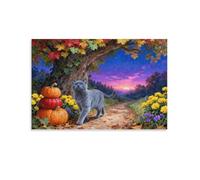 EMYXPAQM Russian Blue Cat Canvas Wall Art Pumpkin Big Tree Printed on Canvas Modern for Living Room Home Office Decoration Gift 12x18inch(30x45cm)