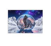 EMYXPAQM Russian Blue Cat Canvas Wall Art Snowy Mountain Cedar Printed on Canvas Modern for Living Room Home Office Decorations Gift 20x30inch(50x75cm)