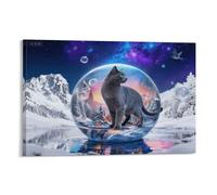EMYXPAQM Russian Blue Cat Canvas Wall Art Snowy Mountain Cedar Printed on Canvas Modern for Living Room Home Office Decorations Gift 16x24inch(40x60cm)