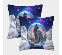 EMYXPAQM Russian Blue Cat Cushion Covers Set of 2, Soft Microfiber Throw Pillow Covers with Hidden Zipper, Premium Square Throw Pillow Cases, for Sofa Bed Indoor Outdoor 40x40cm