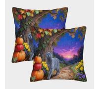 EMYXPAQM Russian Blue Cat Cushion Covers Set of 2, Soft Microfiber Throw Pillow Covers with Hidden Zipper, Premium Square Pillow Cases, for Garden Livingroom Couch Patio Furniture 45x45cm