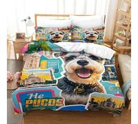 EMYXPAQM Schnauzer Duvet Cover Sets Soft Polyester 3 Piece 3D Printed Bedding Sets Schnauzer Scenery Comforter Cover with Pillow Cases for Kids Girls Teens Adults Super King(260x220cm)