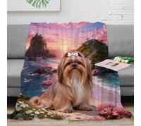 EMYXPAQM Shih Tzu Fleece Throw Blanket for Couch Sofa Bed All Season Sunset Coast Print Blanket Comfort Warmth Flannel Presents for Couple Wife Husband 60x80inch(150x200cm)