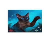 EMYXPAQM Siamese Cat Canvas Wall Art Rainforest Giclee Canvas Prints Modern Decor for Living Room Home Office 20x30inch(50x75cm)