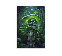 EMYXPAQM Skull Canvas Wall Art Skull Mushroom Forest Giclee Canvas Prints Modern for Living Room Office Decorations Gift 16x24inch(40x60cm)