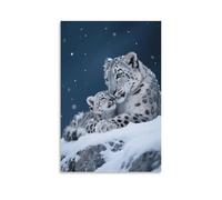 EMYXPAQM Snow Leopard Canvas Wall Art Snow Leopard Cub Canvas Prints Modern for Bedroom, Living Room, Or Kitchen Home Decor Gift 12x18inch(30x45cm)