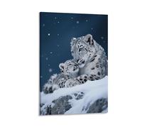 EMYXPAQM Snow Leopard Canvas Wall Art Snow Leopard Cub Giclee Canvas Prints Modern Artwork for Home Office Bedroom Decoration Gift 16x24inch(40x60cm)