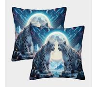 EMYXPAQM Snow Leopard Cushion Covers Set of 2, Soft Microfiber Couch Pillow Covers with Hidden Zipper, Square Decorative Throw Pillow Cases, for Couch Sofa Bed Living Room Bedroom 40x40cm