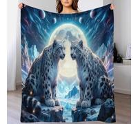 EMYXPAQM Snow Leopard Fleece Throw Blanket for Couch Sofa Bed All Season Planet Pattern Blanket Fluffy Soft Cozy Flannel Presents for Wedding Anniversary 80x90inch(200x230cm)