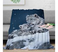 EMYXPAQM Snow Leopard Fleece Throw Blanket for Couch Sofa Bed All Season Snow Leopard Cub Pattern Blanket Soft Cozy Warm Flannel for Wedding Anniversary 60x80inch(150x200cm)