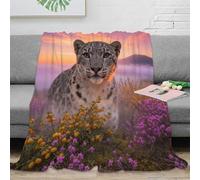 EMYXPAQM Snow Leopard Fleece Throw Blanket, Super Soft & Cosy Flannel, Alpine Shrubs Blanket, Versatile Warmth for Any Occasion For Adults/Kids 70x80inch(180x200cm)