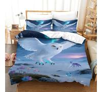 EMYXPAQM Snowy Owl Duvet Cover Set 3D Arctic Tundra Design Bedding Sets Ultra Soft Microfiber Comforter Cover with Zipper & Pillow Cases For Boys/Girls Kids Single（140x200cm）