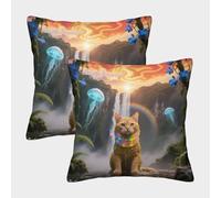 EMYXPAQM Sphynx Cat Cushion Covers Set of 2, Premium Polyester Throw Pillow Covers with Hidden Zipper, Premium Square Pillow Cases, for Livingroom Couch Sofa 40x40cm