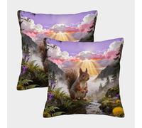 EMYXPAQM Squirrel Cushion Cover Set of 2, Premium Polyester Throw Pillow Covers with Hidden Zipper, Premium Decorative Pillow Cases, for Livingroom Couch Bed Sofa 40x40cm