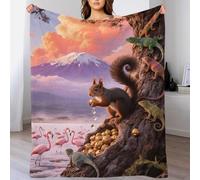 EMYXPAQM Squirrel Fleece Throw Blanket for Couch Sofa Bed All Season Lizard Flamingo Pattern Blanket Soft Warm Cozy Flannel Presents for Her Or Him 80x90inch(200x230cm)