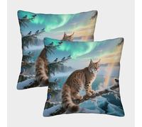 EMYXPAQM Tabby Siberian Forest Cat Cushion Covers Set of 2, Premium Polyester Throw Pillow Covers with Hidden Zipper, Premium Square Pillow Cases, for Couch Sofa Bed Living Room Bedroom 40x40cm
