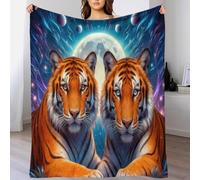 EMYXPAQM Tiger Fleece Throw Blanket for Couch Sofa Bed All Season Planet Pattern Blanket Fluffy Soft Cozy Flannel Presents for Her Or Him 50x60inch(127x152cm)