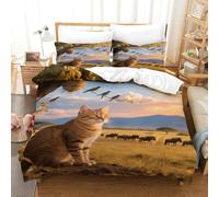 EMYXPAQM Tonkinese Duvet Cover Set 3D Cat African Savannah Print Bedding Set Soft Microfiber Duvet Cover with Hidden Zipper & Pillowcase For Boys/Girls Kids Super King(260x220cm)