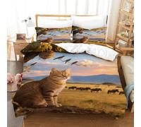 EMYXPAQM Tonkinese Duvet Cover Set 3D Cat African Savannah Print Bedding Set Soft Microfiber Duvet Cover with Zipper & Pillow Cases for Kids Boys Teens Single(140x200cm)