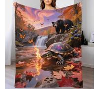 EMYXPAQM Tortoise Fleece Throw Blanket for Couch Sofa Bed All Season Black Bear Pattern Blanket Soft Warm Cozy Flannel Unique Gift for Couple Wife Husband 50x60inch(127x152cm)
