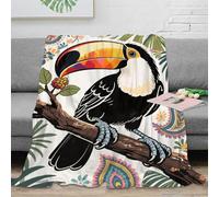 EMYXPAQM Toucan Fleece Throw Blanket for Couch Sofa Bed All Season Toucan Plants Pattern Blanket Soft Cozy Warm Flannel Gifts for Women Girls Birthday 50x60inch(127x152cm)