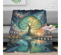 EMYXPAQM Tree of Life Fleece Throw Blanket for Couch Sofa Bed All Season Tree of Life Nebula Pattern Blanket Fluffy Soft Warm Flannel Gifts for Women Girls Birthday 80x90inch(200x230cm)