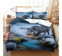 EMYXPAQM Wild Boar Duvet Cover Set 3D Snowy Mountain Design Bedding Sets Ultra Soft Microfiber Comforter Cover with Zipper & Pillowcase for Kids Girls Adults Single（140x200cm）