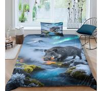 EMYXPAQM Wild Boar Duvet Cover Set 3D Snowy Mountain Design Bedding Sets Ultra Soft Microfiber Comforter Cover with Zipper & Pillow Cases for Teens And Adults Single（135x200cm）