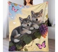 EMYXPAQM Wolf Pup Fleece Throw Blanket for Couch Sofa Bed All Season Grape Vine Pattern Blanket Soft Warm Cozy Flannel Gifts for Her Or Him 40x50inch(100x130cm)