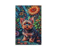 EMYXPAQM Yorkshire Terrier Wall Art Yorkshire Terrier in The Garden Pictures on Canvas Prints Modern Decoration for Bedroom Bathroom 12x18inch(30x45cm)