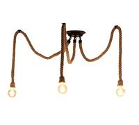 EmyZöilure 3 Head 2 Meter Vintage Hemp Rope Pendant Light Fixture E26/E27 Base, Vintage Ceiling Light Lamp,Retro Style for Dining Hall Restaurant Bar Lighting(Bulb not Included)