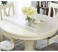 EN AyuL Transparent PVC Table Cover Protector,Round Clear Table Protector,100cm/120cm Waterproof Plastic Tablecloth Dining Desk Pads (Matte,100cm)