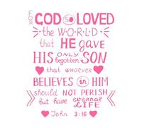 en Bible Verse John 3 16 Fine Carving Decals 41x49.3cm Self Adhesive Pink