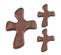 En Bois Artisanale - Bois Naturel 10.5 x 8 x 1.5 cm | Ensemble 3 Poche Biseautées Fait Main | Réconfort Prière Spirituelle Portable Pour Église Méditation Et Usage